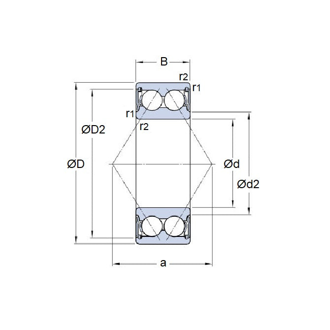 1133486 | 5305-2RS (Each) --- Angular Contact Bearings - 25x62x25.4 mm Double Row Ball - Chrome Steel SAE 52100 Bearing