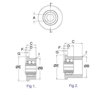 1116584 | CB-522-175H-18-6D (Each) --- Conveyor Bearings - 17.45x52.22x17.78 mm / 23.62 mm Double Row - Stainless Steel 316 Balls and Races Bearing
