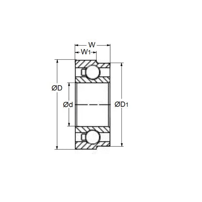 1047684 | SR144-D106-ZS (Each) --- Dental Applications Bearings - 3.175 6.350 / 5.979 2.381 mm - Stainless Steel AISI 440C - High Speed Phenolic Cage - Dental Special Bearing