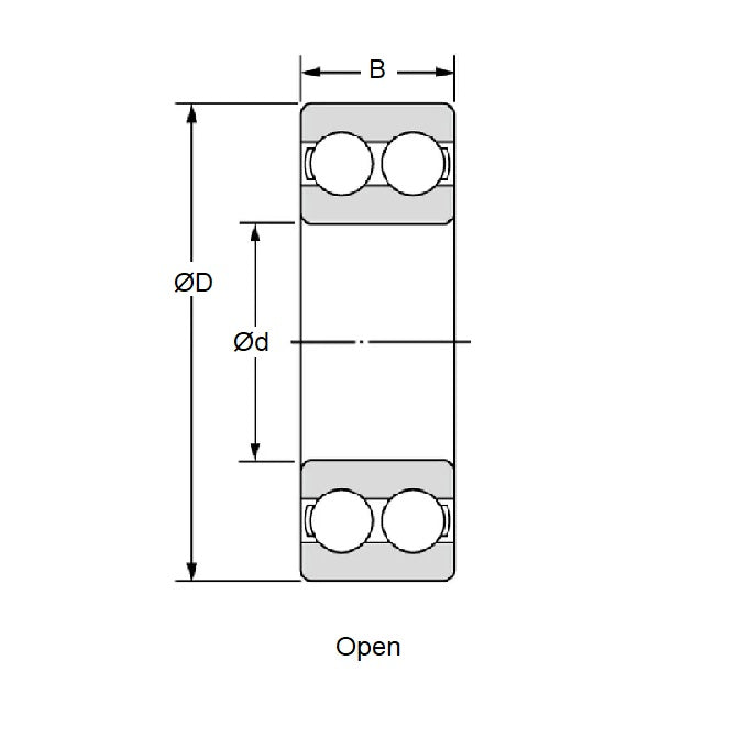 1154213 | 5208 (Each) --- Angular Contact Bearings - 40x80x30.2 mm Double Row Ball - Chrome Steel SAE 52100 Bearing