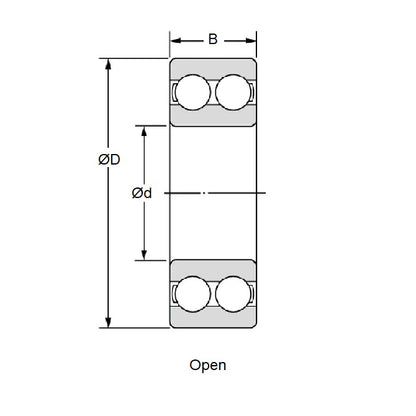 1154213 | 5208 (Each) --- Angular Contact Bearings - 40x80x30.2 mm Double Row Ball - Chrome Steel SAE 52100 Bearing