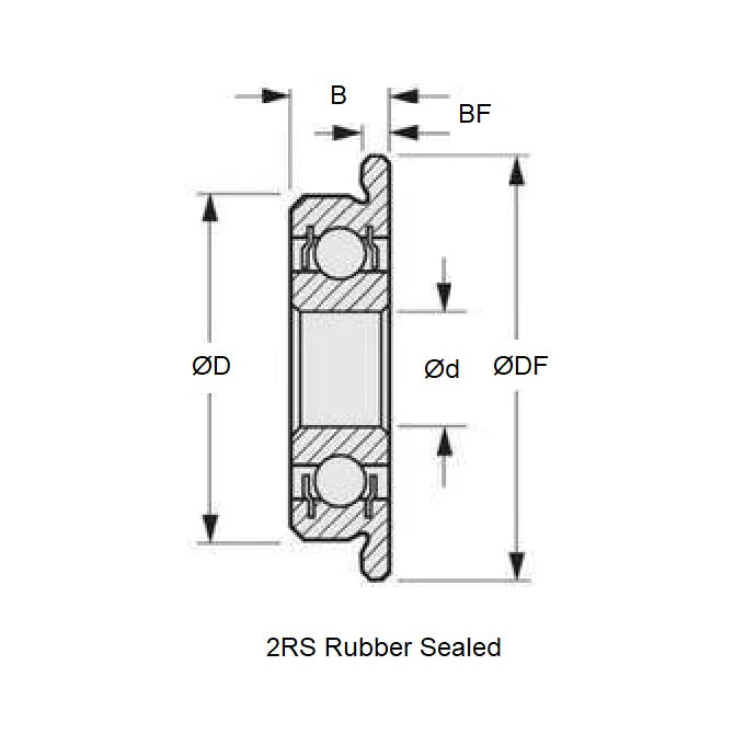 1098509 | F6001-2RS-ECO (Each) --- Single Row Ball Bearings - 12x28x8 mm Flanged - Chrome Steel SAE 52100 Bearing