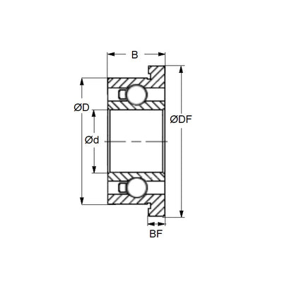 1057758 | SFR166-ZS-MC5-GR7-KB-J260 (PK-30) --- Single Row Ball Bearings - 4.763x9.525x3.175 mm Flanged - Stainless Steel AISI 440C Bearing
