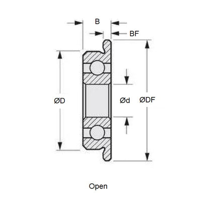 1057502 | SFR156-MC3 (Each) --- Single Row Ball Bearings - 4.763x7.938x2.779 mm Flanged - Stainless Steel AISI 440C Bearing