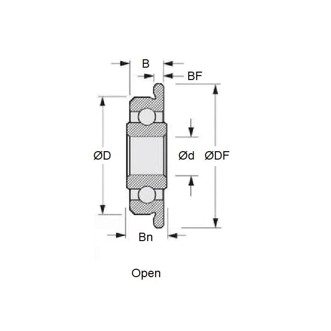 1046817 | SFWR1-5-MC34-GR5-R-L23 (Each) --- Single Row Ball Bearings - 2.381x7.938x2.779 mm / 3.571 mm Flanged - Stainless Steel AISI 440C Bearing