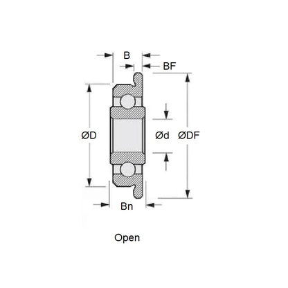 1046817 | SFWR1-5-MC34-GR5-R-L23 (Each) --- Single Row Ball Bearings - 2.381x7.938x2.779 mm / 3.571 mm Flanged - Stainless Steel AISI 440C Bearing