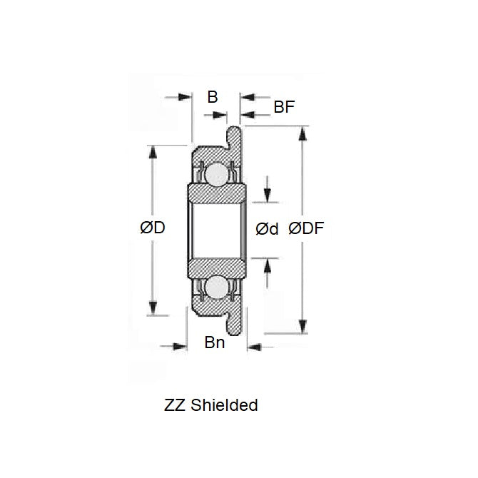 1048138 | SFWR2-6A-ZZ-MC3 (Each) --- Single Row Ball Bearings - 3.175x9.525x3.571 mm / 4.366 mm Flanged - Stainless Steel AISI 440C Bearing
