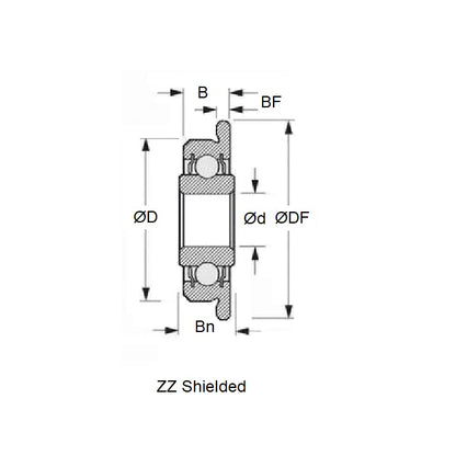 1048138 | SFWR2-6A-ZZ-MC3 (Each) --- Single Row Ball Bearings - 3.175x9.525x3.571 mm / 4.366 mm Flanged - Stainless Steel AISI 440C Bearing