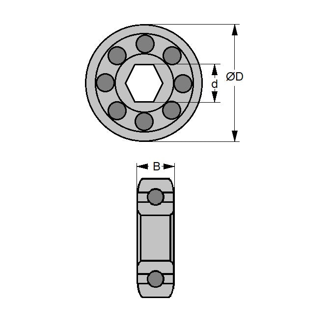 1066129 | 2045-ACE --- Bearings - 5.56 Hex x 22.23 mm x 7.14 mm