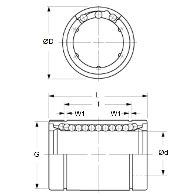 1044805 | LCB-0030-007-010 (Each) --- Ball Bearings Linear - 3x7x10 mm Standard Closed - Chrome Steel Bearing