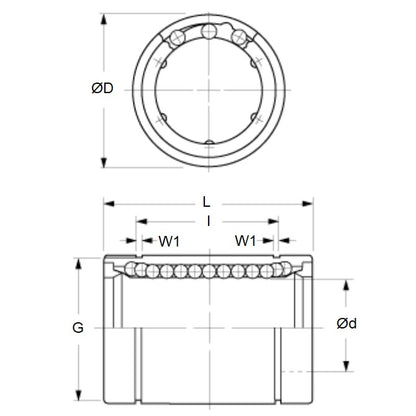 1044805 | LCB-0030-007-010 (Each) --- Ball Bearings Linear - 3x7x10 mm Standard Closed - Chrome Steel Bearing