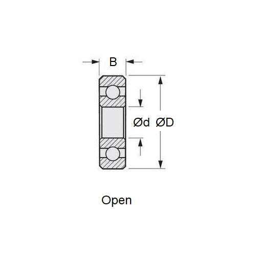 1088100 | S316-R6A (10 Pcs) --- Single Row Ball Bearings - 9.525 mm x 22.225 mm x 7.142 mm