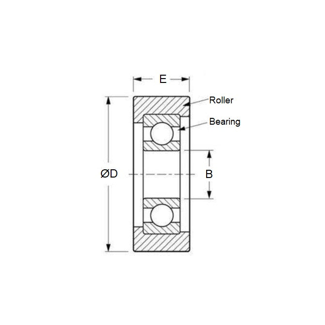 1141226 | NR-0300-060-090-B-ZZ (PK-2) --- Idler with Bearing Rollers - 30x6x9 mm - Nylon Covered Chrome Steel Roller