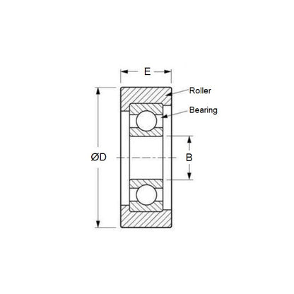 1153481 | NR-0400-060-100-W-ZZ (Each) --- Idler with Bearing Rollers - 40x6x10 mm - Nylon Covered Chrome Steel Roller