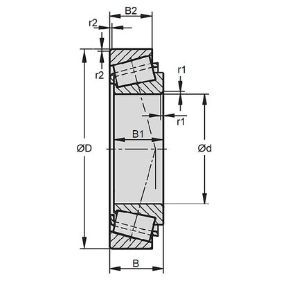 1124724 | E30304J (Each) --- Tapered Roller Set Bearings - 20x52x16.25 mm / 15 mm Single Row - Chrome Steel Bearing