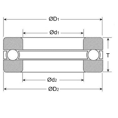 1179148 | T-0750-1000-G-51115 (Each) --- Thrust Ball Bearings - 75x100x19 mm / 77 mm Grooved - Chrome Steel Bearing