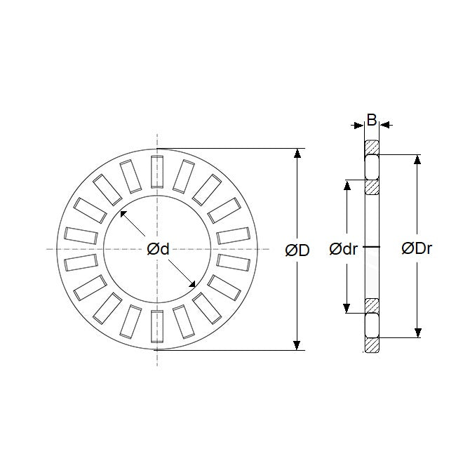 1093214 | T-0100-0240-RC (2 Pcs) --- Thrust Roller Bearings - 10 mm x 24 mm Rollers and Cage / 2 mm