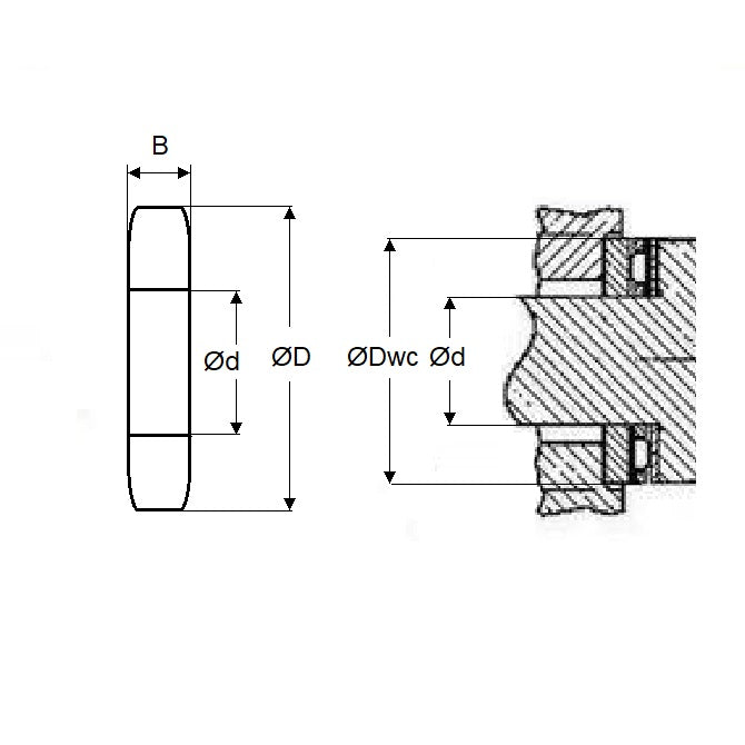 1164705 | T-0508-0699-0008-RW (Each) --- Thrust Roller Bearings - 50.8x69.85 mm - Washer Only - Carbon Steel / 0.813 mm Washers Only - Carbon Steel Bearing