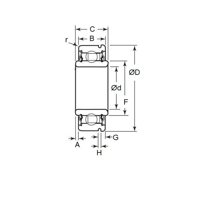 1102962 | WR12816-ZZN (Each) --- Single Row Ball Bearings - 12.7x44.45x15.875 mm / 19.05 mm with Snap Ring - Chrome Steel SAE 52100 Bearing