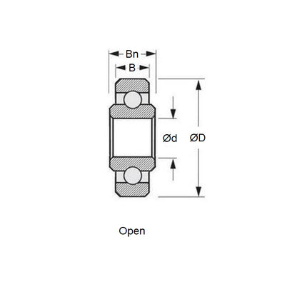 1052980 | SWR144C-D38W-CSN-TO (Each) --- Dental Applications Bearings - 3.175x6.35x1.905 mm / 2.778 mm