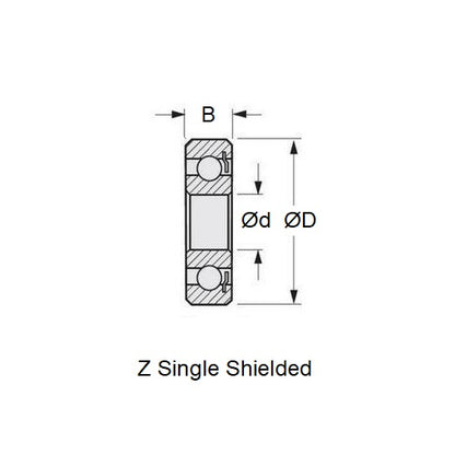 1047687 | SR144A-D27-ZS-KC-OPT (Each) --- Dental Applications Bearings - 3.175x6.35x2.779 mm - Stainless Steel AISI 440C - High Speed Phenolic Cage - Dental Special Bearing