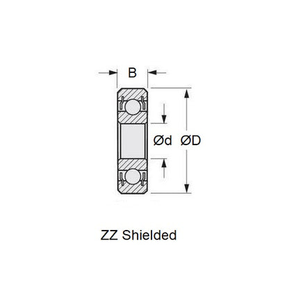 1086861 | SR6A-ZZS-MC34-GR5-AF12 (Each) --- Single Row Ball Bearings - 9.525x22.225x7.142 mm Unflanged - Stainless Steel AISI 440C Bearing