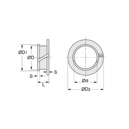 1058156 | BF0048-0060-0051-PC2 (Each) --- Clip Bushes - 4.763x5.951x5.08 mm Double Flanged - Plastic Bush