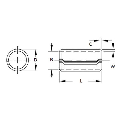 1069029 | DB6-19 (10 Pcs) --- Dowel Bushings Pins - 6 mm x 20 mm x 7.67 mm