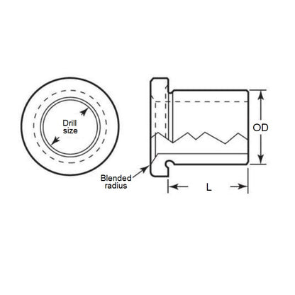 1071699 | BF0028-0064-0127-DP --- Drill Bushings - 6.35 mm x 2.778 mm x 12.7 mm