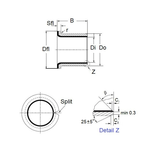 1098476 | BF0120-0140-0070-S6 --- Flanged Bushes - 12 mm x 14 mm x 7 mm