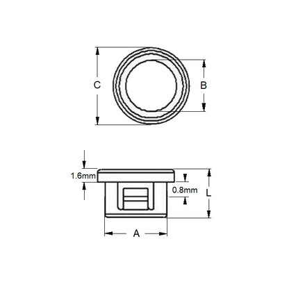 1119078 | SNB-190-215-C (Per Card) --- Snap Bushings - 19x21.5 - - Closed - Plastic Bushing