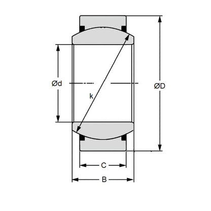 1063545 | GE-00500-01400-ST (2 Pcs) --- Spherical Bushings - 5 mm x 14 mm x 6 mm