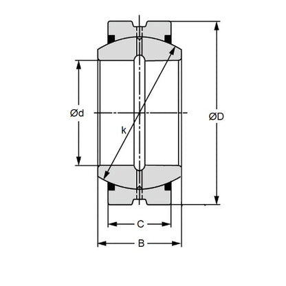 1186116 | GE-09000-14000-ST-OH-SP (Each) --- Spherical Bushings - 90x140x76 mm - Steel Bushing