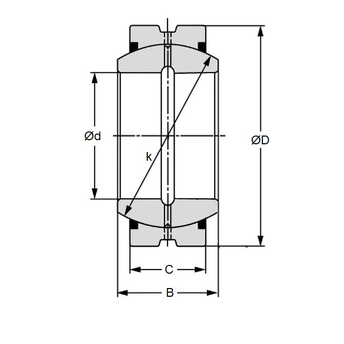 1180177 | GE-07620-12065-ST-OH-W (Each) --- Spherical Bushings - 76.2x120.65x66.68 mm - Steel Bushing
