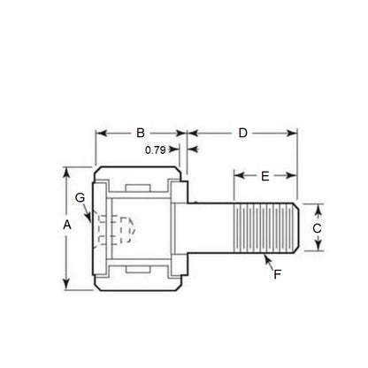 1111060 | NCF10RS (Each) --- Bronze Bushing Self Lubricating Cam Followers - 15.875x30.163 mm - 1/4-28 UNF - Steel and Bronze Cam Follower