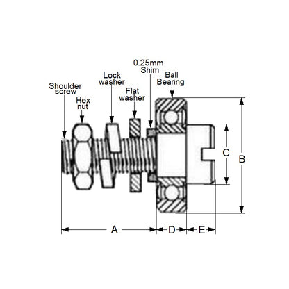 1129672 | CF-2223-0714-2580-440 (2 Pcs) --- Miniature Cam Followers - 22.23 mm x 25.8 mm x 17.07 mm