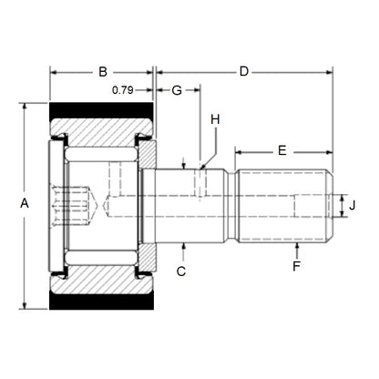 1167375 | CCF-1210RS --- Roller Cam Followers - 57.15 mm x 82.55 mm 7/8-14 x 25.40