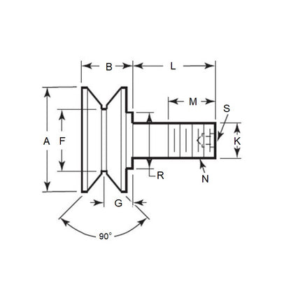 1172503 | CCF305RS (Each) --- V-Groove Cam Followers - 63.5x77.8 mm - 3/4-16 UNF - Steel Cam Follower