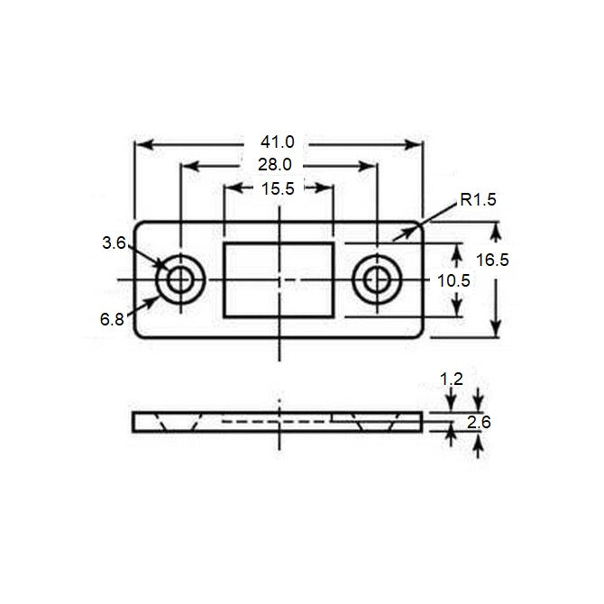 1154862 | SUG-527RS (Each) --- Magnetic Ultra Thin Catches - 41x16.5x2.6 mm Heavy Duty