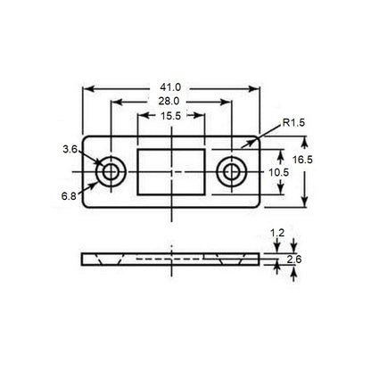 1154862 | SUG-527RS (Each) --- Magnetic Ultra Thin Catches - 41x16.5x2.6 mm Heavy Duty