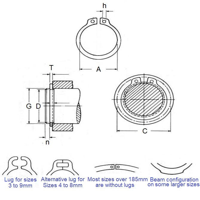 1050442 | CCE-00318-C (140 Pcs) --- External Retaining Rings - 3.18 mm x 0.25 mm x 2.97 mm