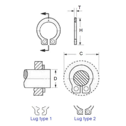 1080678 | CNG-00800-C (5 Pcs) --- External Retaining Rings - 8 mm x 1 mm -