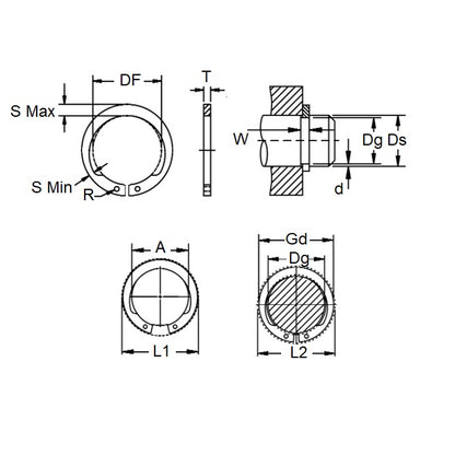 1120524 | CCE-01905-C-V (50 Pcs) --- External Retaining Rings - 19.05 mm x 1.07 mm x 17.88 mm