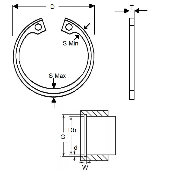 1181313 | CIB-08017-C (Each) --- Internal Retaining Rings - 80.17x2.69x98.55 mm Circlips - Carbon Steel Circlip