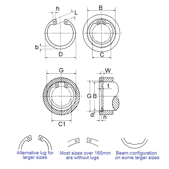 1182621 | CCI-08500-C (Each) --- Internal Retaining Rings - 85x3x88.5 mm Circlips - Carbon Steel Circlip