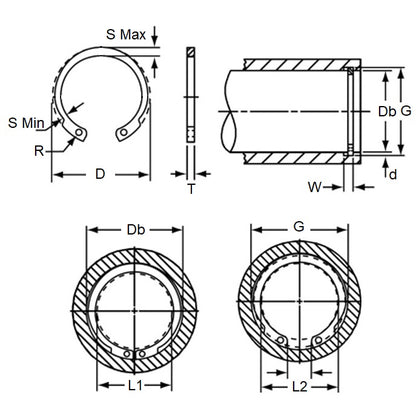 1137603 | CCI-02800-C-V (PK-5) --- Internal Retaining Rings - 28x1.2x29.4 mm Circlips - Carbon Steel Circlip