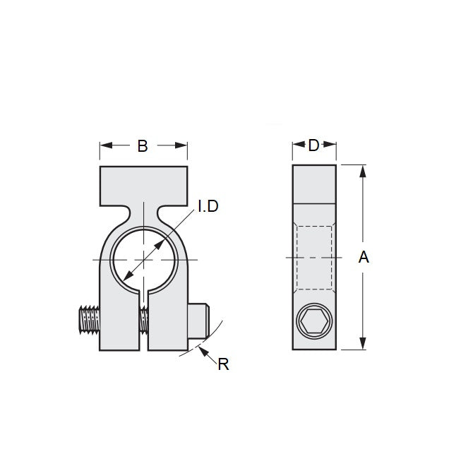 1071743 | CGS-0635-R2C-3 (Each) --- Gear Clamps - 6.35x12.7x6.35 mm Split - Stainless Steel 303/304 Similar to A2, 18-8 HRB80 Clamp