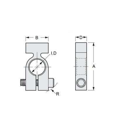 1071743 | CGS-0635-R2C-3 (Each) --- Gear Clamps - 6.35x12.7x6.35 mm Split - Stainless Steel 303/304 Similar to A2, 18-8 HRB80 Clamp