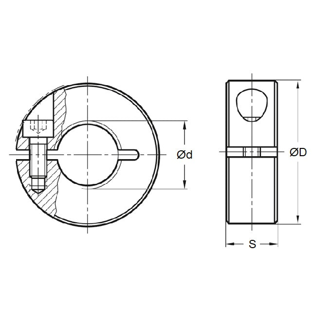 1171615 | COL-06190-089-19-1C-CS (Each) --- Shaft Collars - 61.913x88.9x19.1 mm Clamp Type - Steel or Black Oxide Coated Collar