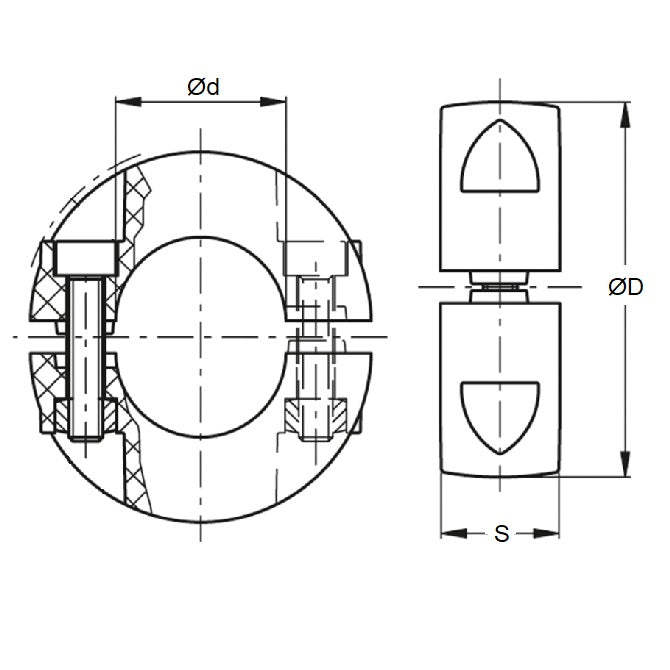 1055122 | COL-00400-016-09-2C-CS --- Shaft Collars - 4 mm x 16 mm x 9 mm